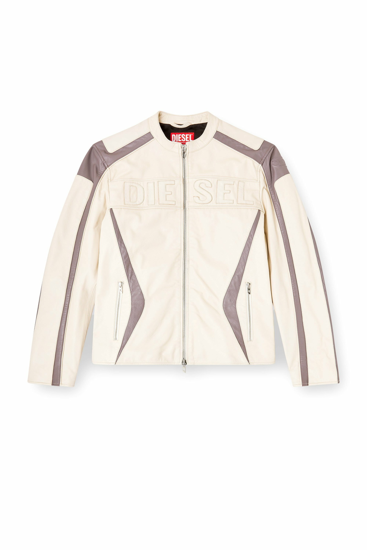 Diesel Colour-block leather biker jacket - Leather jackets Mens in Multicolor
