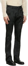 Sulvam Black Stitch Slim Flare Trousers