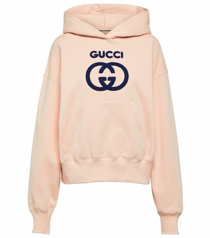 Photo: Gucci GG embroidered cotton jersey hoodie