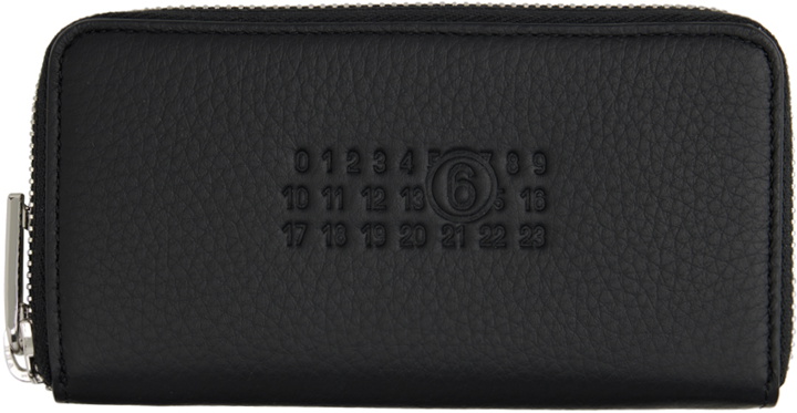 Photo: MM6 Maison Margiela Black Grainy Leather Label Zip Wallet
