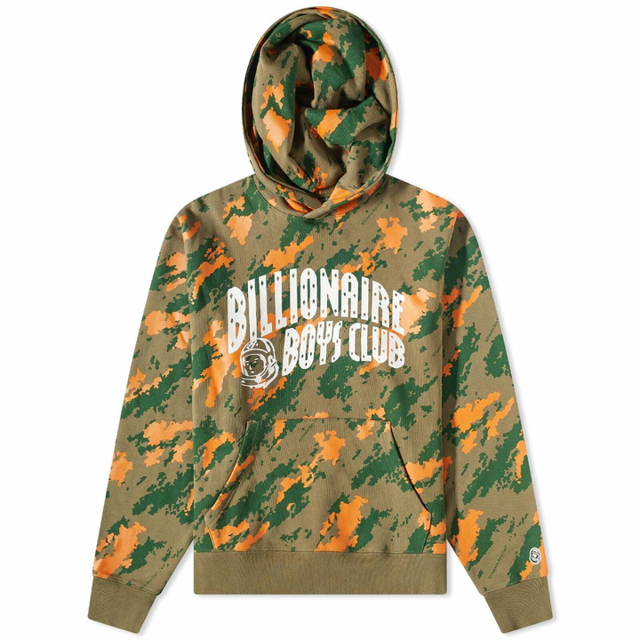 Photo: Billionaire Boys Club Men's Camo Print Arch Logo Popover Hoody in Green