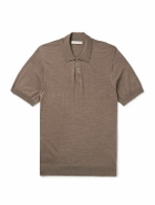 Saman Amel - Slim-Fit Wool Polo Shirt - Brown