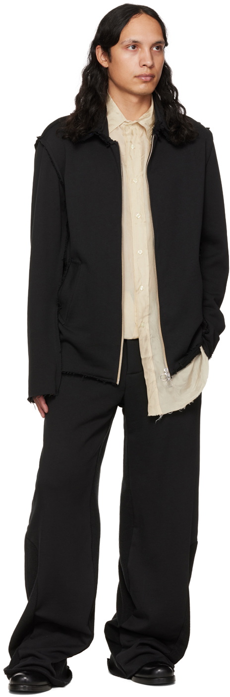 パンツ EDWARD CUMING Kick Up Trousers 22AW Edward Cuming SSENSE Exclusive Black Kick Up Track Trousers