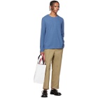 Thom Browne Blue RWB Stripe Relaxed Fit Long Sleeve T-Shirt