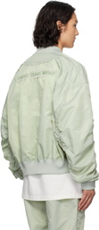 Feng Chen Wang Green Nylon Utility Bomber Jacket
