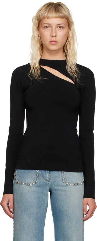 Photo: Victoria Beckham Black Cutout Long Sleeve T-Shirt