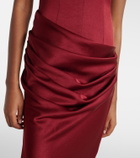 Alex Perry Draped crêpe satin bustier gown
