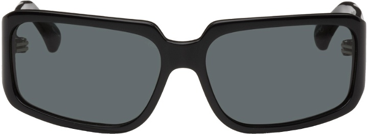 Photo: Dries Van Noten Black Linda Farrow Edition Rectangular Sunglasses