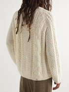 Maison Margiela - Distressed Cable-Knit Wool Sweater - Neutrals