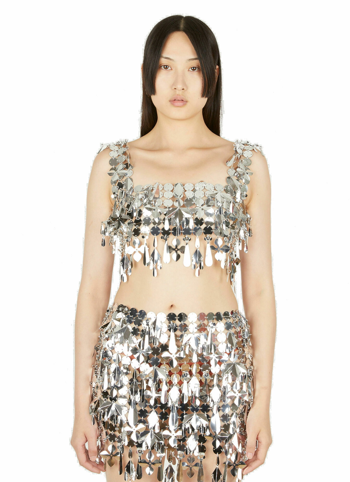 Mirror Disc Chain Top in Silver Paco Rabanne