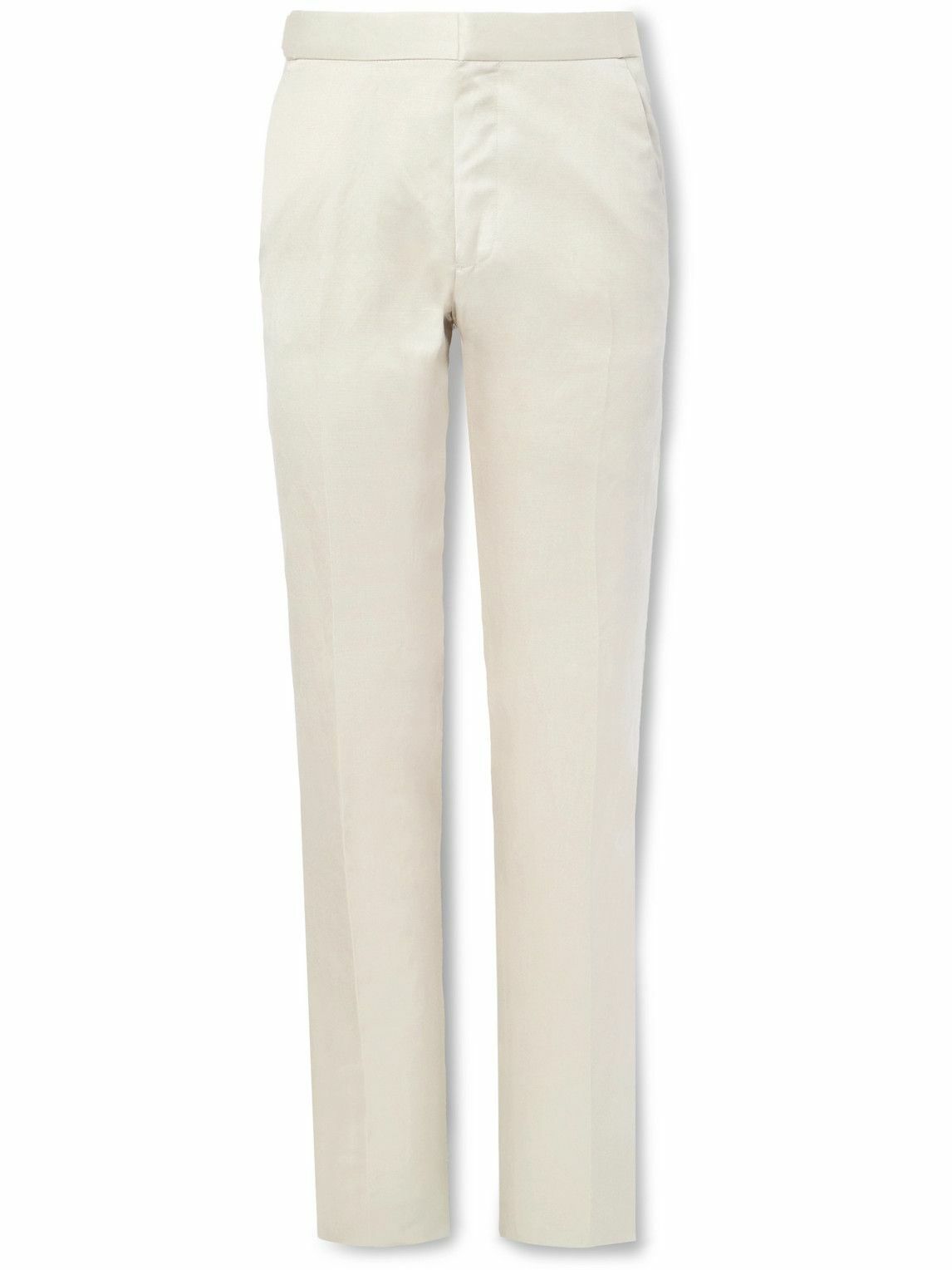 TOM FORD - Dyllan Straight-Leg Silk and Linen-Blend Twill Suit Trousers - Neutrals