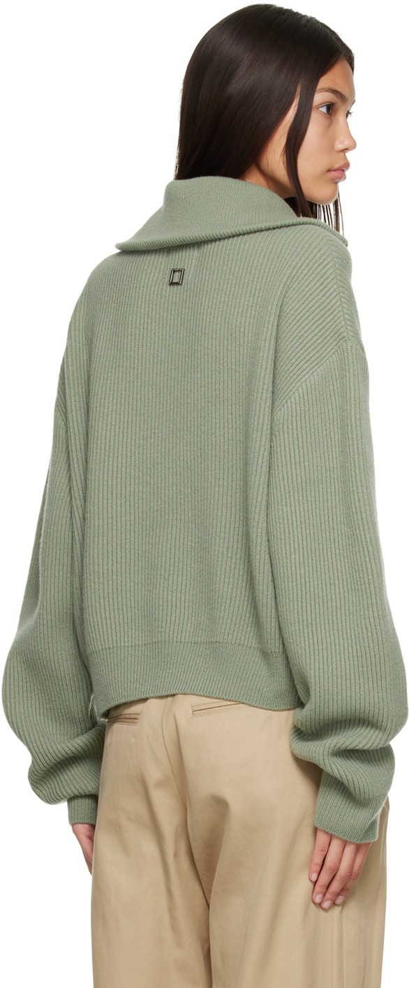Wooyoungmi Green Half-Zip Sweater