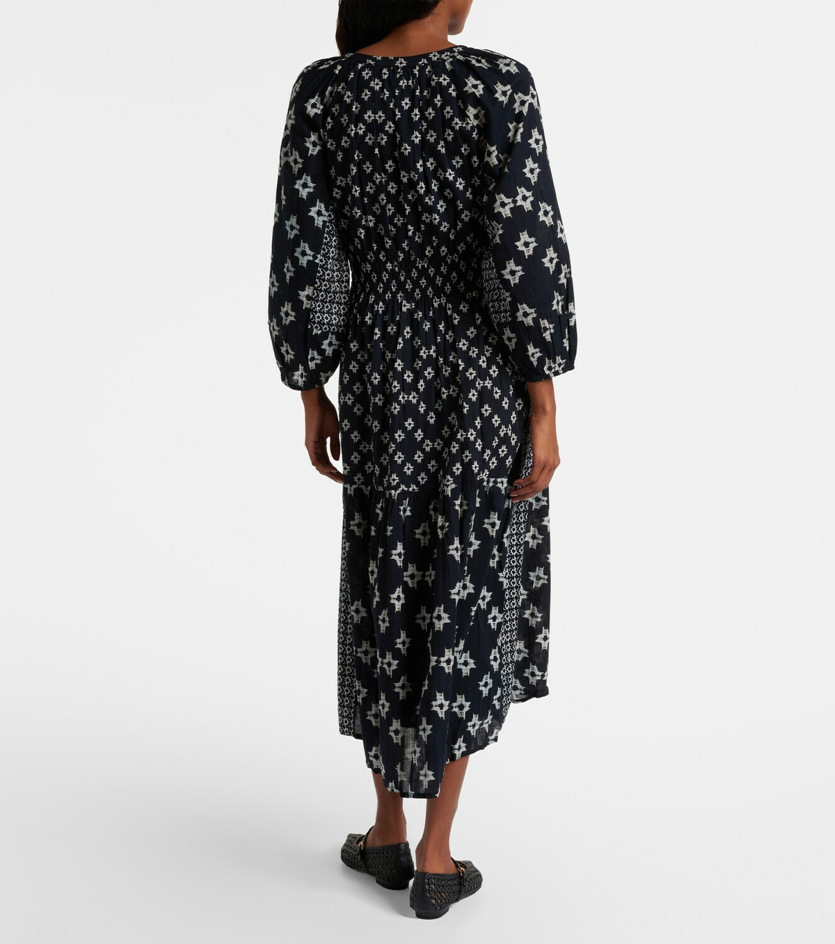 Velvet Elen embroidered cotton midi dress