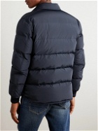 TOM FORD - Leather-Trimmed Quilted Shell Down Shirt Jacket - Blue