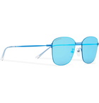 Balenciaga - Square-Frame Nylon Mirrored Sunglasses - Blue