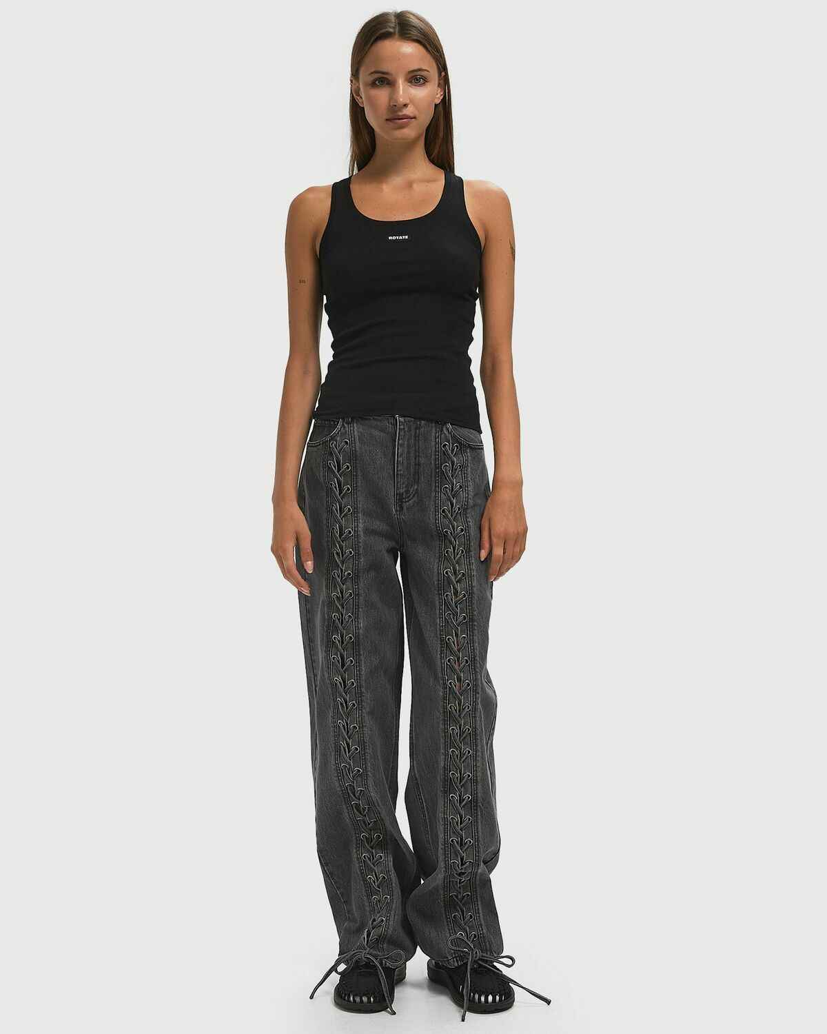 ROTATE Birger Christensen BASIC TANK TOP Black Womens Tops & Tank