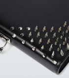 McQueen Four-Ring embellished leather clutch