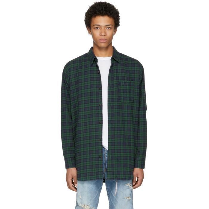 Photo: mastermind WORLD Green and Navy Flannel Check Shirt