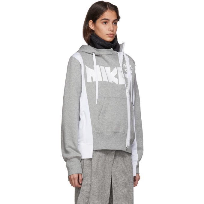 Nike Grey and White Sacai Edition NRG NI 60 Hoodie Nike