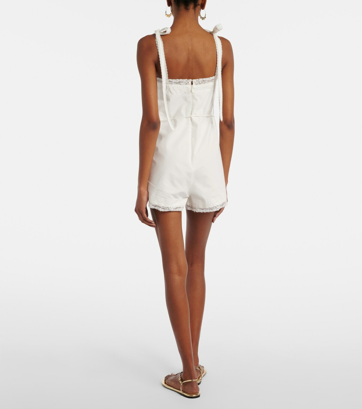 Faithfull Reine lace-trimmed cotton romper