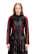 Diesel Biker jacket in colour-block leather - Leather jackets Womens in Multicolor