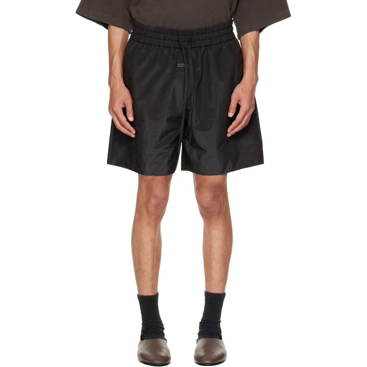 Photo: Fear of God Black Nylon Taffeta Padded Sport Shorts