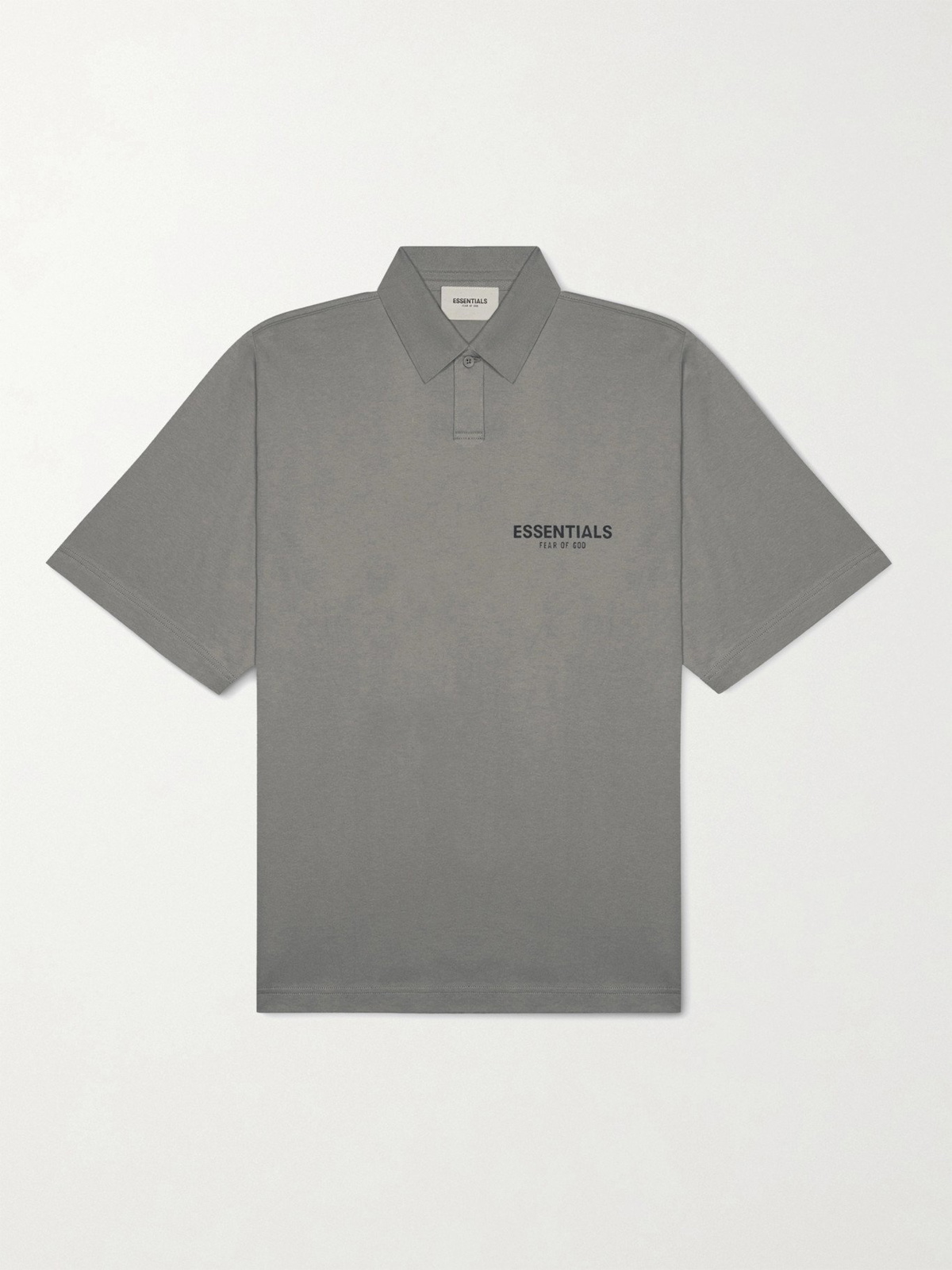 Fear of God Essentials - Logo-Print Cotton-Jersey Polo Shirt - Gray
