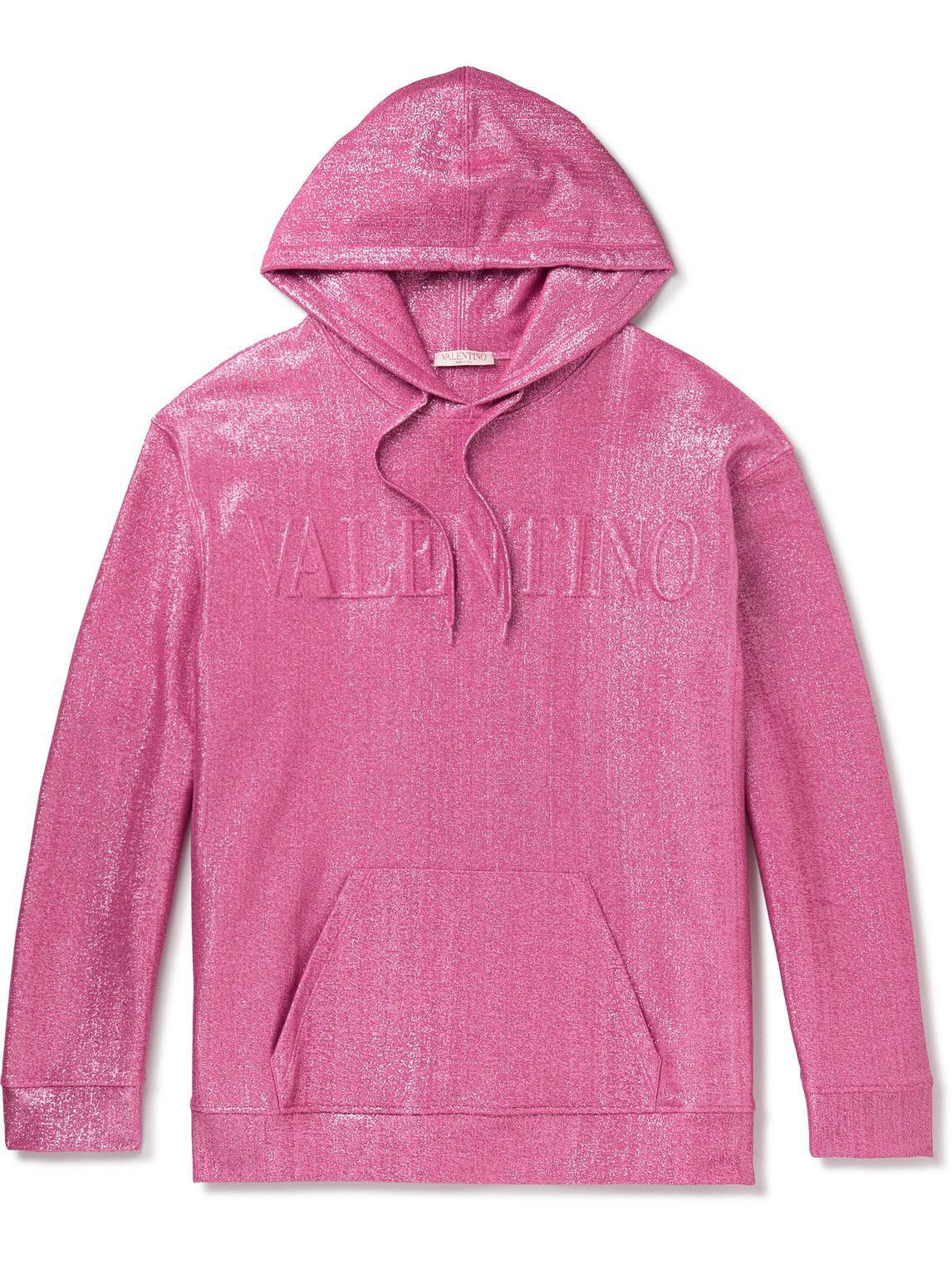 Valentino Pink Metallic Logo Hoodie8％ポリエステル