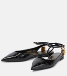 Tom Ford - Padlock snake-effect leather slingback flats