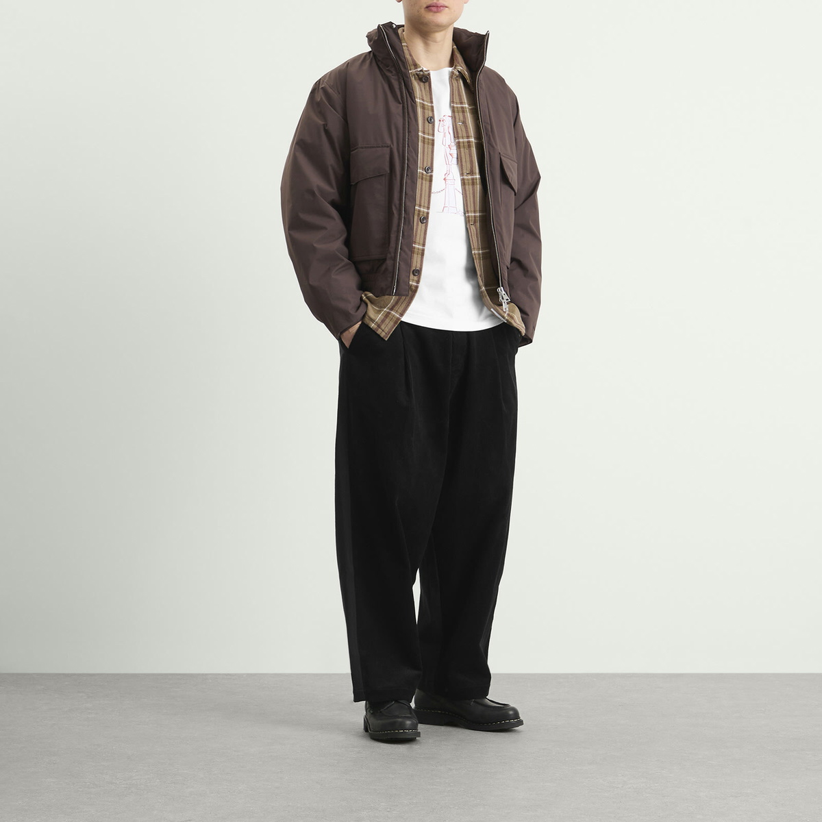 Norse Projects Men's Hjalmer Heavy Twill Check Overshirt in Walnut