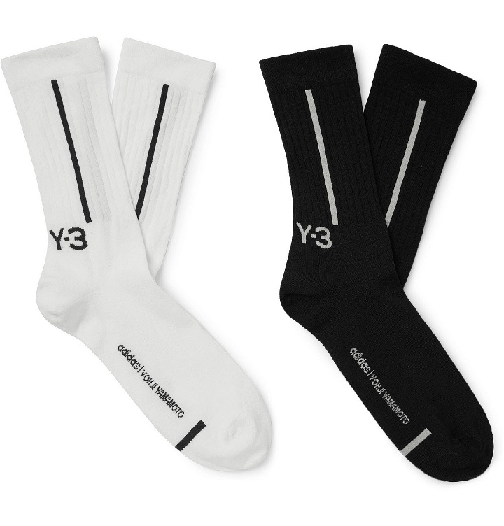Photo: Y-3 - Two-Pack Logo-Jacquard Cotton-Blend Socks - Black