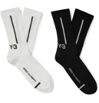 Y-3 - Two-Pack Logo-Jacquard Cotton-Blend Socks - Black