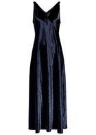 Eileen Fisher Crinkled Satin Midi Dress Dark Blue