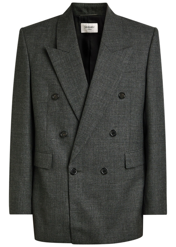 Photo: Saint Laurent Double-breasted Wool Blazer Grey
