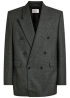 Saint Laurent Double-breasted Wool Blazer Grey
