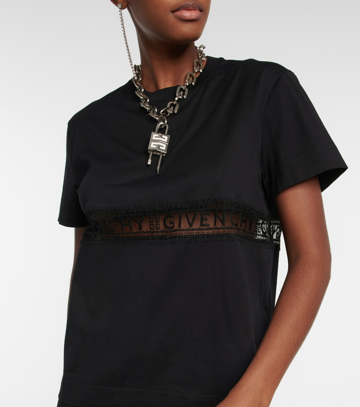 Givenchy - Lace-trimmed cotton jersey T-shirt Givenchy