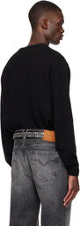 Versace Black Intarsia Cashmere Knit Sweater