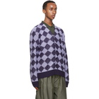 Needles Purple Wool Check Cardigan