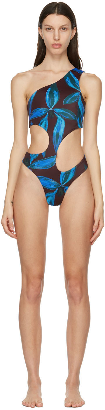 Louisa Ballou Brown & Blue Carve One-Piece