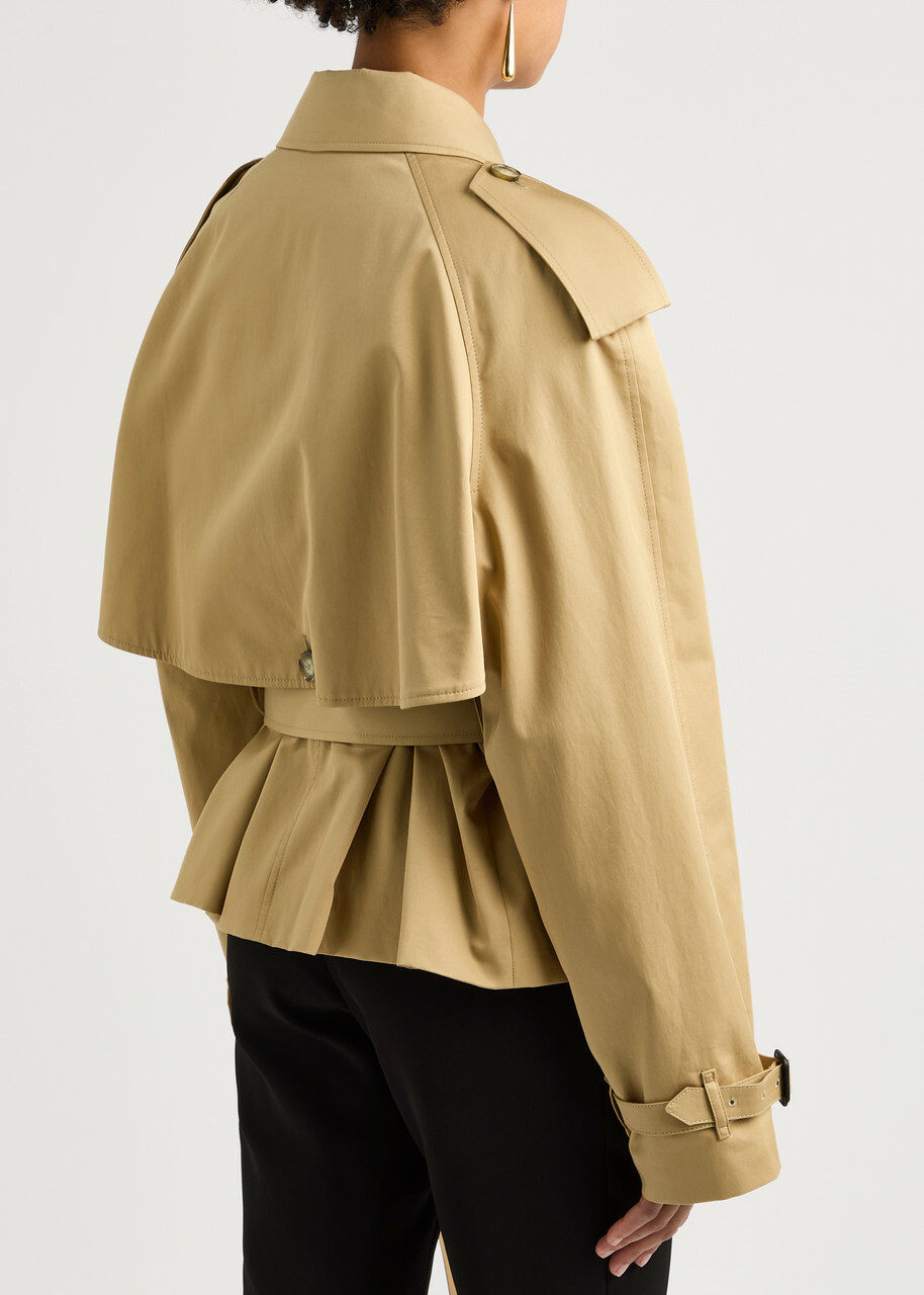 Stella Mccartney Cropped Cotton Trench Coat Beige Stella