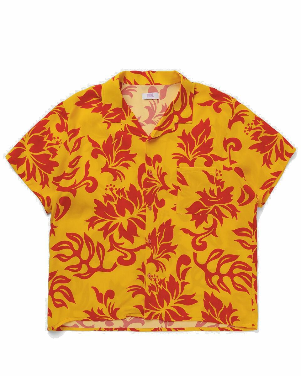 Photo: Erl Unisex Printed Short Sleeve Shirt Woven Orange - Mens - Shortsleeves