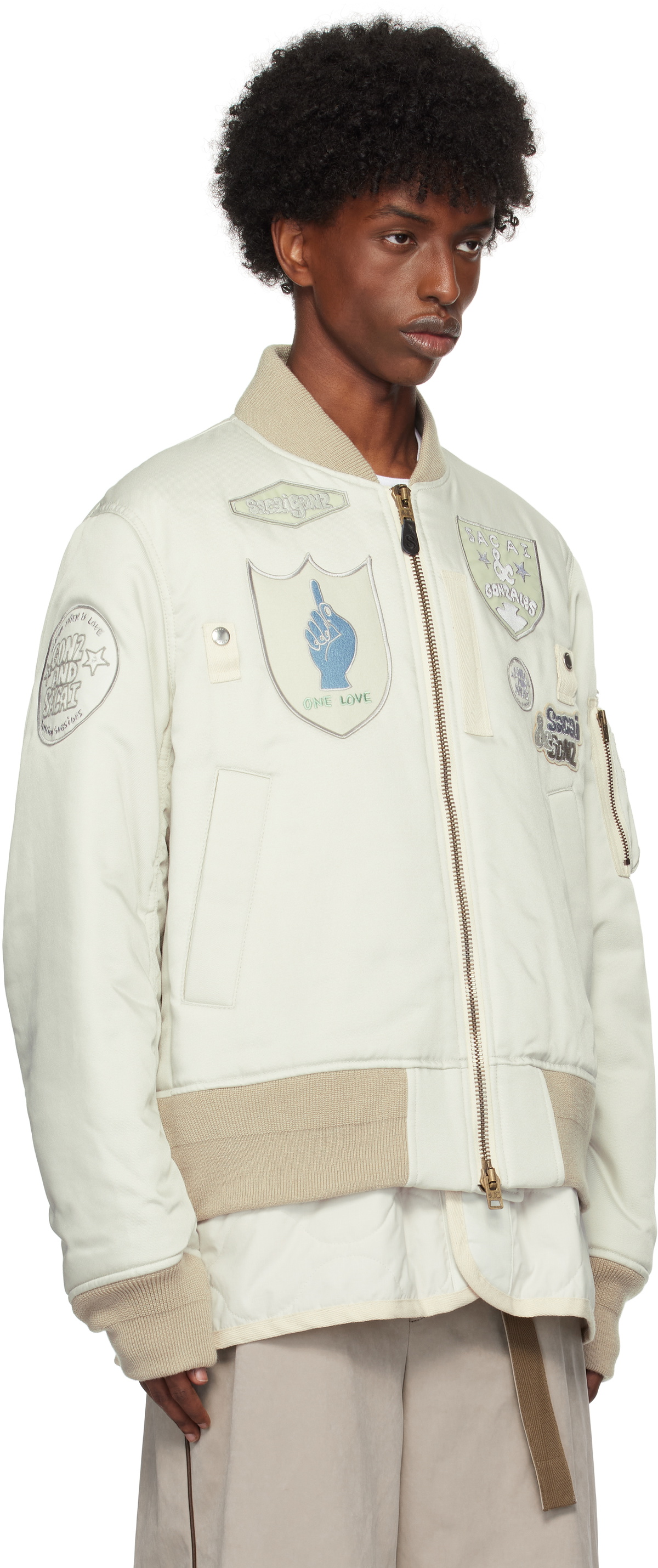 sacai Off-White Spiewak & Gonz Edition Multi Patch Bomber Jacket Sacai