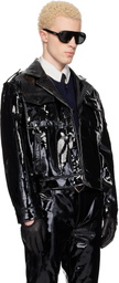Ernest W. Baker Black Leather Military Bomber Jacket