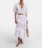 Chloé Embroidered ruffled cotton top