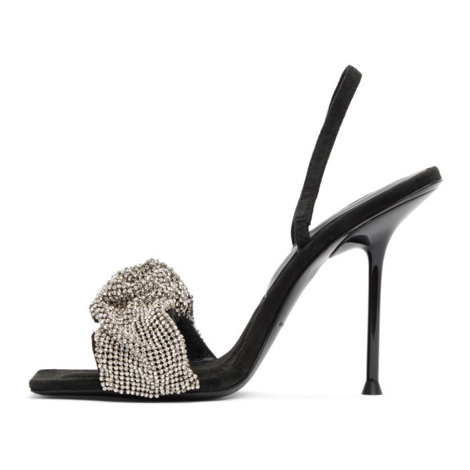 Alexander Wang Black Crystal Scrunchie Julie Heeled Sandals