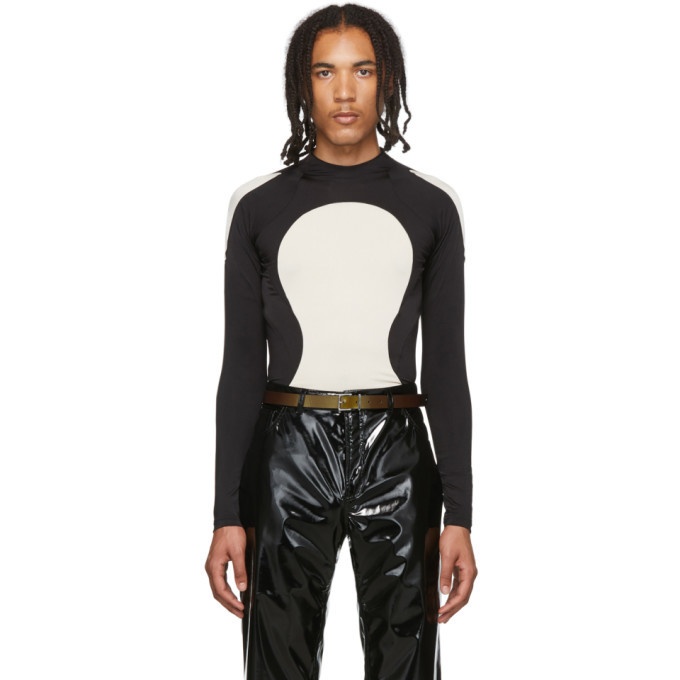 Photo: Sankuanz Black and Off-White Colorblock Long Sleeve T-Shirt