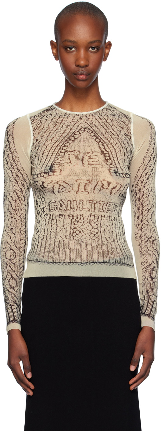 Jean Paul Gaultier Beige & Black 'Je T'aime' T-shirt