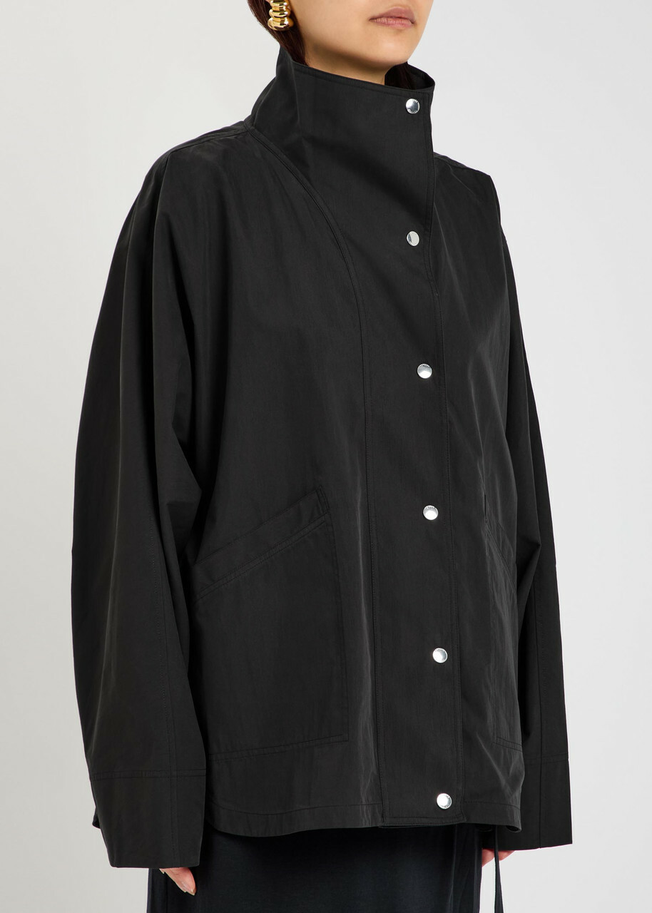 Toteme Funnel-neck Cotton-blend Poplin Jacket Black