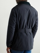 Brunello Cucinelli - Cotton-Corduroy Trimmed Belted Padded Shell Jacket - Blue