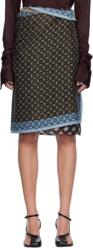 Photo: Dries Van Noten Multicolor Wrap Scarf Midi Skirt